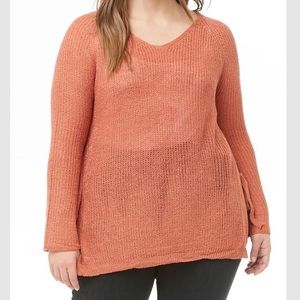 NWT Plus High Low Side Tie Sweater- Rust - Size 1X